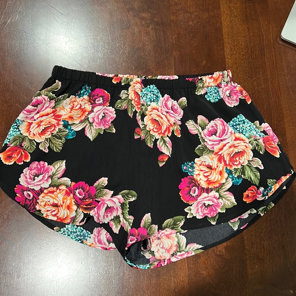 Black Shorts with Colorful Florals size L
